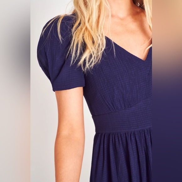 LoveShackFancy Blue Midi long Dress hutchinson silk crepe shirred flowy size 0 - Picture 2 of 10